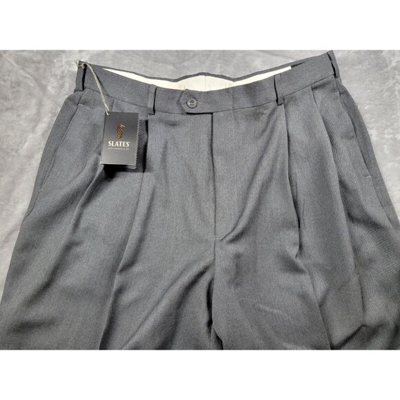 NWT Vintage Slates Levis Dress Pants Mens 38x33 Gray Pleated Cuffed Worsted Wool - Picture 2 of 9